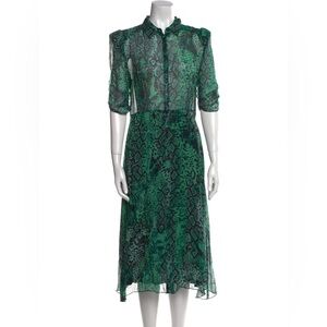 ba&sh Rozy Robe button down Midi Dress iconic Snake print